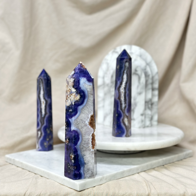 Blue Flower Agate Tower (High Quality) #3