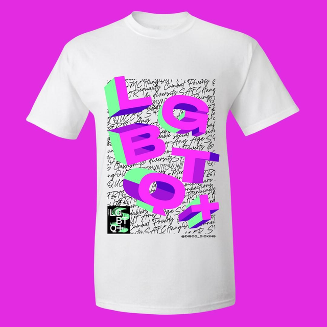 Disco Dickins X LLGBTQCC white short sleeved tee 