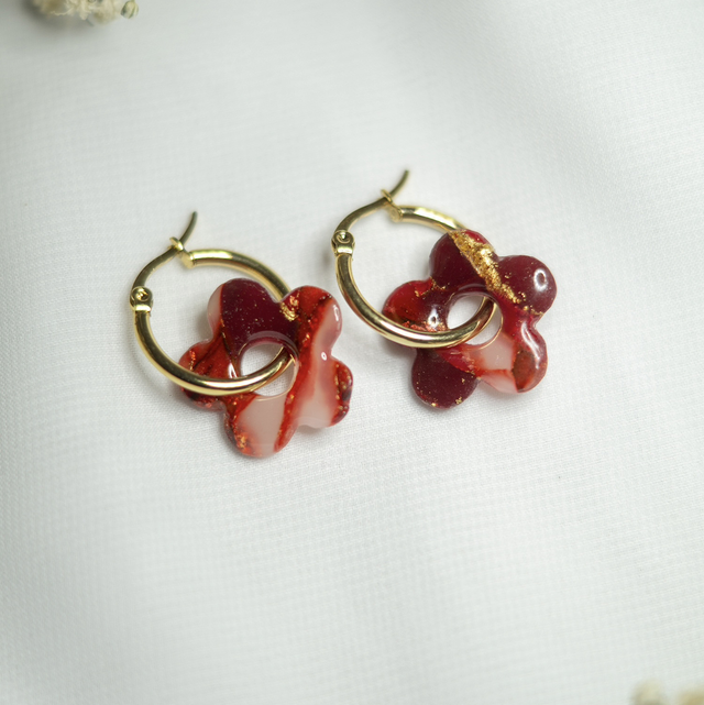 Coloris rubis - Boucles Fleur