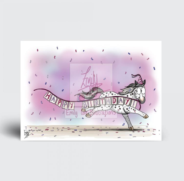 Spotty Pony Happy Birthday Greeting Card