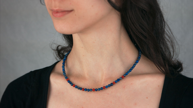 Collier lapis lazuli et jaspe rouge