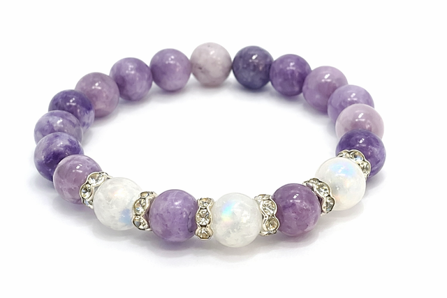 Bracelet Lépidolite et Pierre de Lune 