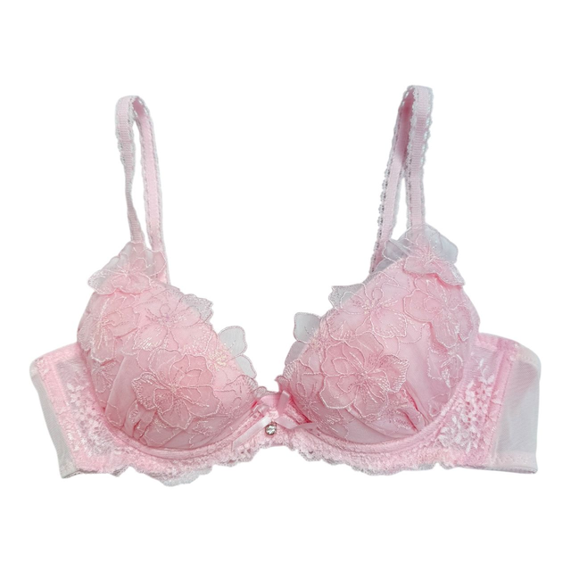 Pink floral appliqué Japanese Bra UK 34A  