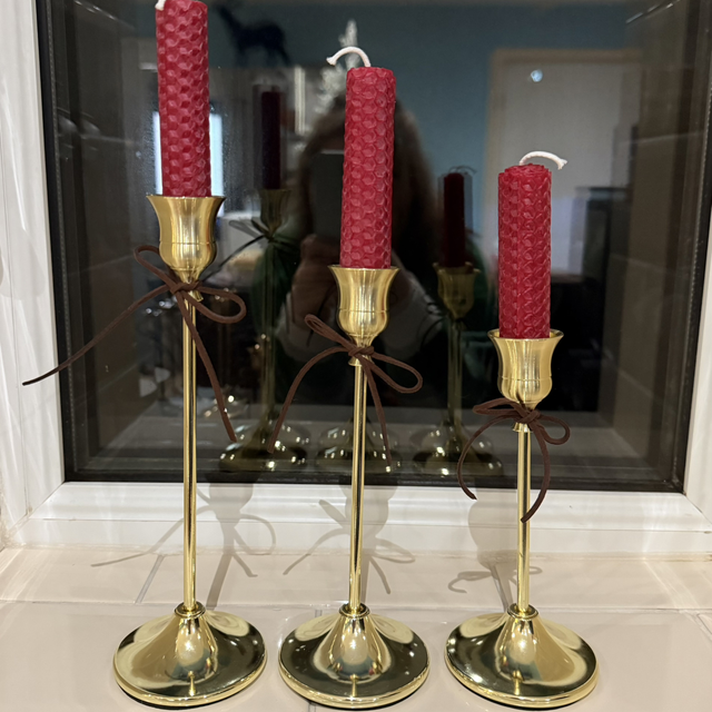 Yellow Gold Candle Sticks (Set Of 3)