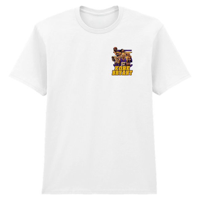 Kobe Bryant Lakers White Soft Spun Small Patterned T-Shirt