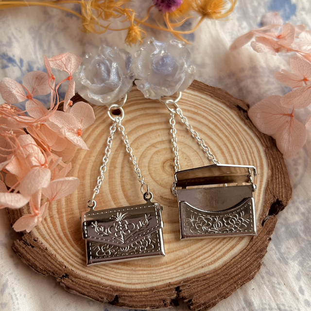 Dew Drop Roses and Love Letter Earrings - Lavender & Silver - Valentine’s Day Collection