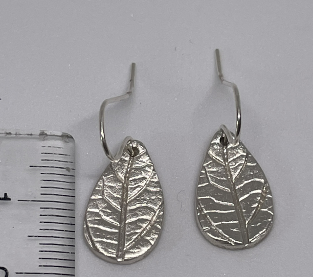 Leaf Silver Tear Drop Earrings.