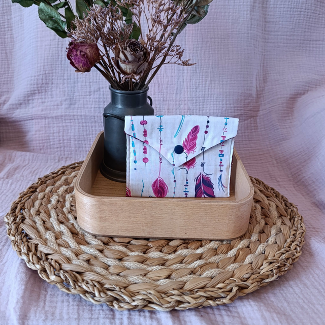 Pochette Plumes Rose et Bleu