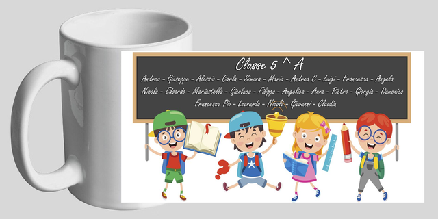 Tazza scuola da personalizzare con i nomi dei bambini e classe oppure con una frase dedicata alla maestra