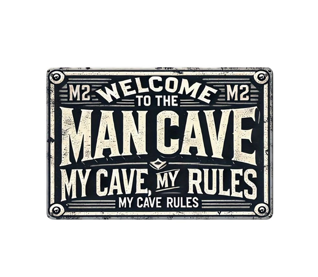 Mancave metalen wandbord