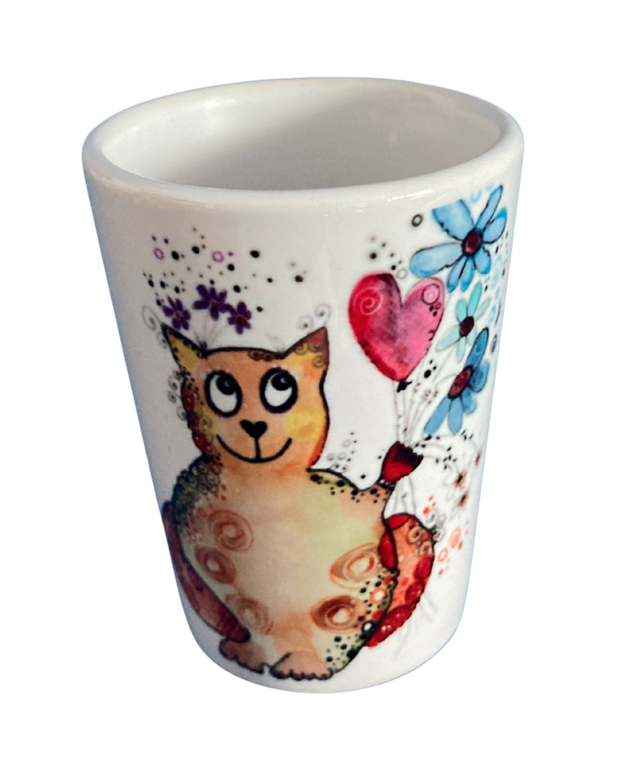 Schnapsglas Keramik "Katzendame"