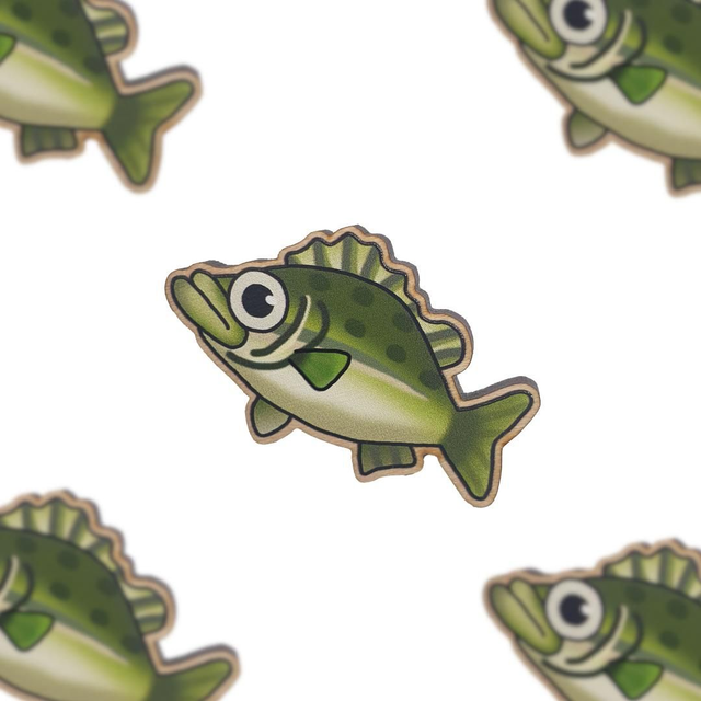 Sea Bass Wooden Pin Badge