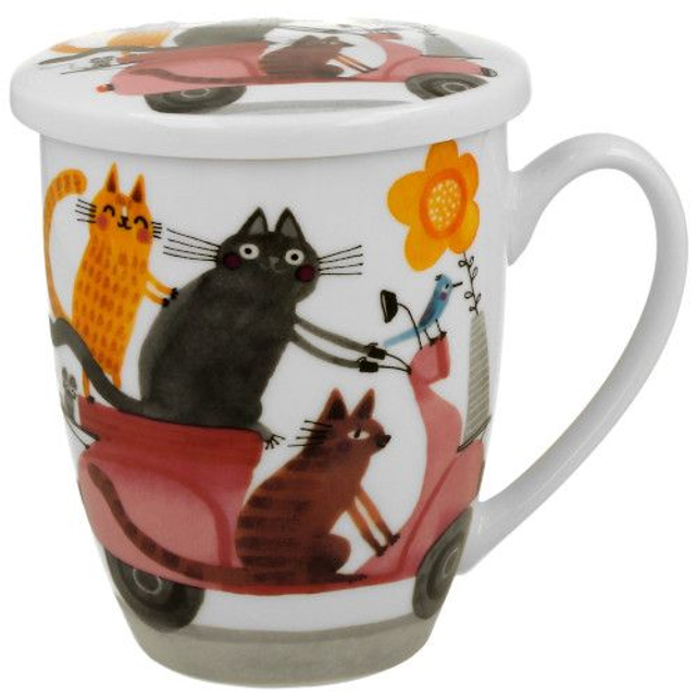 Taza scooter, porcelana 0,35 l. filtro y tapa, en caja de regalo. *715