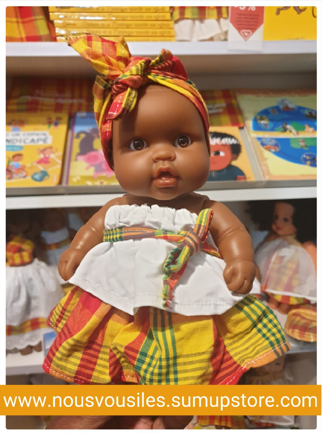 CD - ROSY COLIBRI MADRAS TRADITIONNEL (POUPEE NOIRE 21 cm)