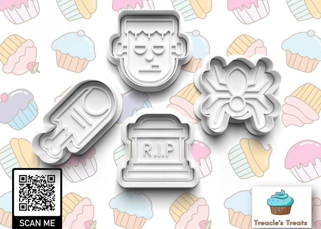 Halloween Frankenstein theme Fondant/cookie stamps with cutters