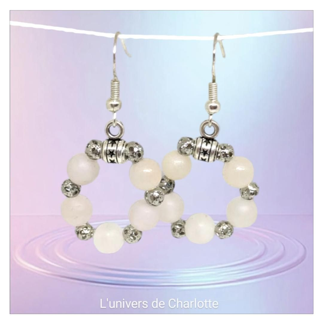 Boucles d&#039;oreilles &quot;Quartz rose&quot; BO-035