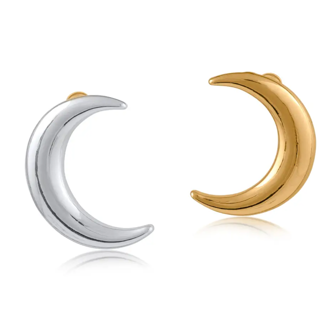 Two Tone Moon Earrings 