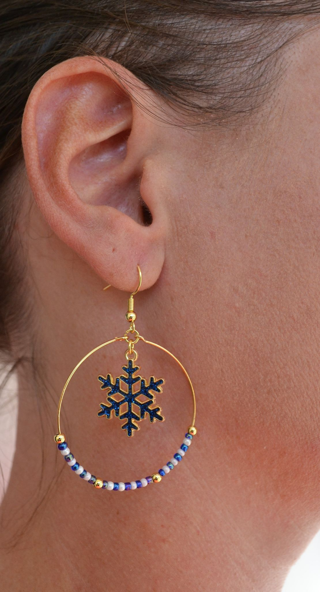 Boucles d&#039;oreilles Créoles Flocon de neige