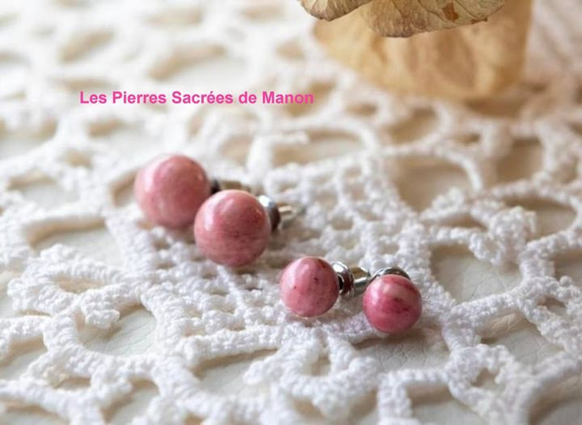 Puces d&#039;oreilles Rhodochrosite 8mm