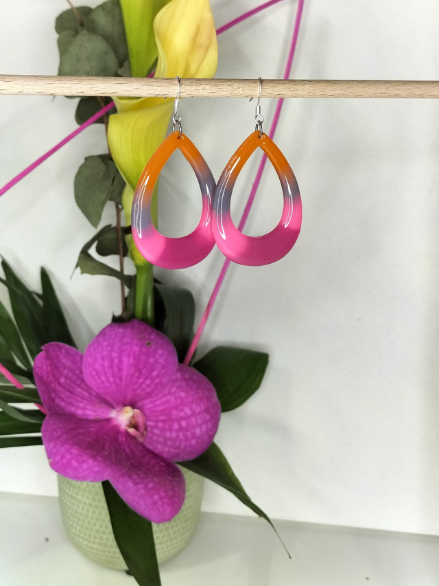 Boucles gouttes "fluide coloré"