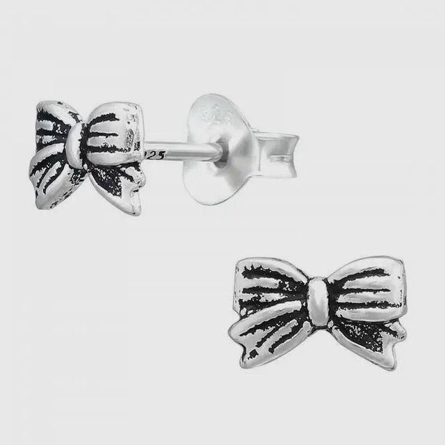 Christmas Bow Card - Sterling Silver Bow Stud Earrings
