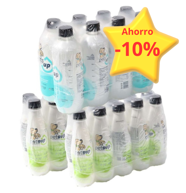 Pack Ahorro 1 Paq. de Agua General y 2 Paq. de Agua Funcional con collageno para perros 3 Paquetes (28 botellas) 10% DESCUENTO y ENVIO GRATUITO
