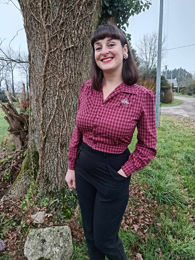 Blouse de travail bordeaux, lie de vin