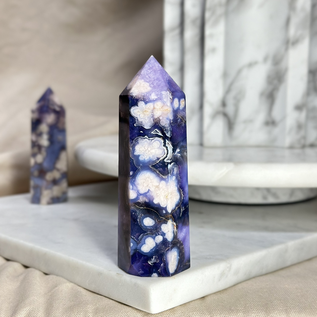 Blue Flower Agate Tower (High Quality) B