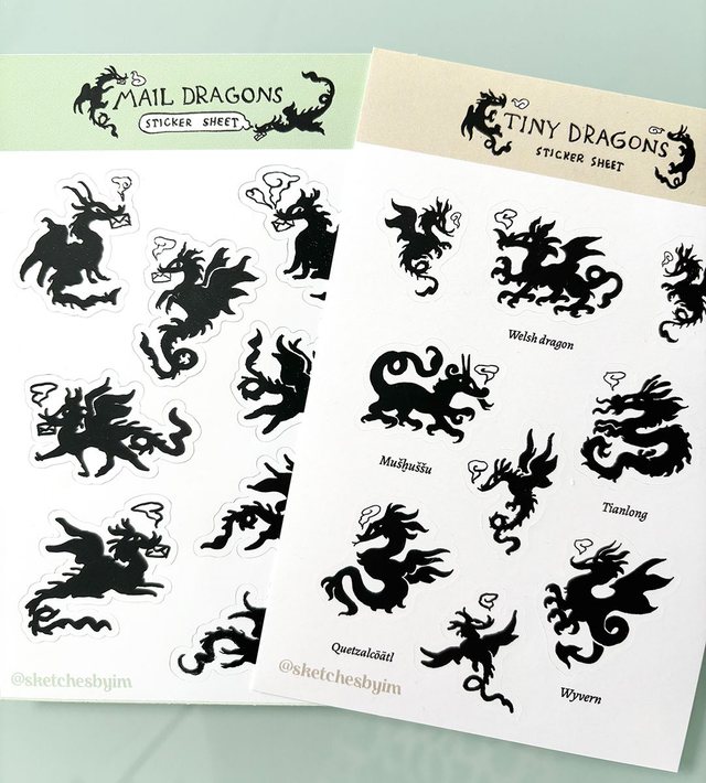 Tiny &amp; Mail Dragons Sticker sheet