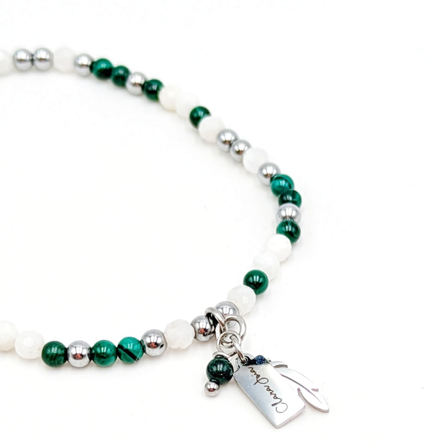 ✨ Bracelet Malachite &amp; Pierre de Lune – Protection &amp; Éveil Intuitif