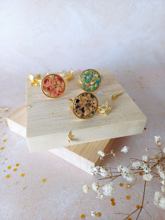 Bague liège - &quot;Les Étincelles&quot; dorées