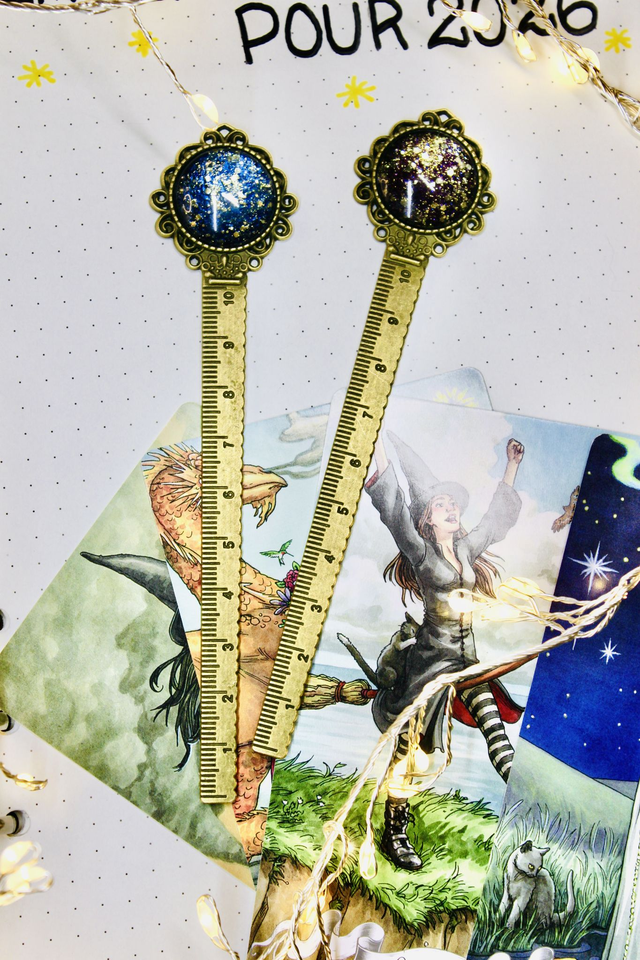 Règle marque page mon beau miroir Evasion céleste bronze - Collection Poussières d'Étoiles