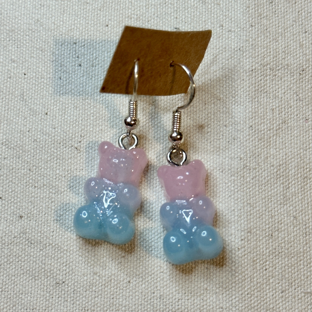 Blue raz + berry gummy bear earrings 