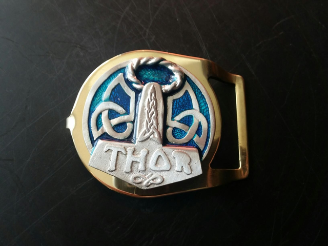 Thor pewter and enamel belt buckle