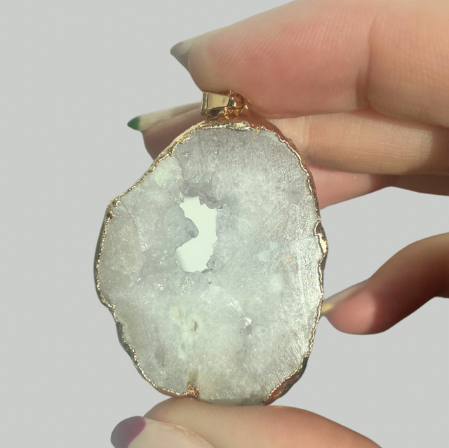 White geode necklace