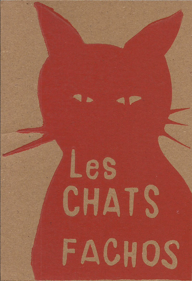 Lino-carte Chat facho rouge