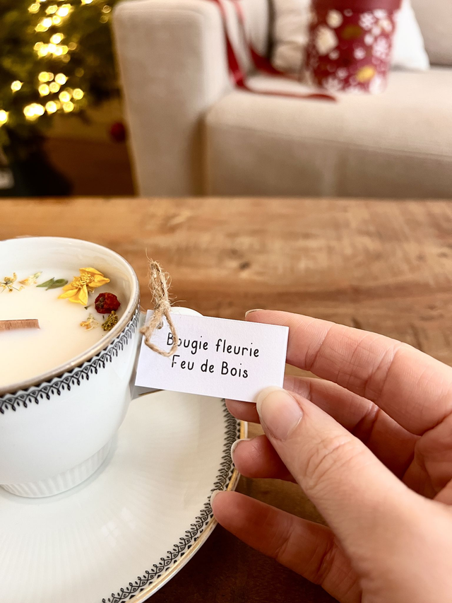 đ Bougie Feu de bois - tasse Ă thĂ© "frise noire et liserĂ© dorĂ©" avec sous-tasse