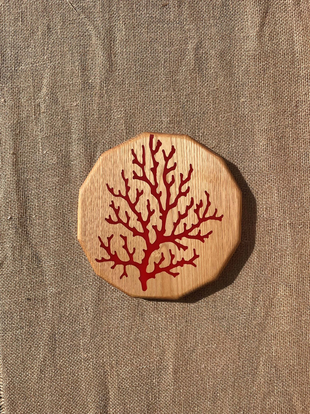 Dessous de plats en châtaignier/ Corail