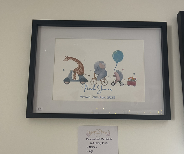 New Baby Personalised Wall art Print - Framed Safari Bikes - Blue