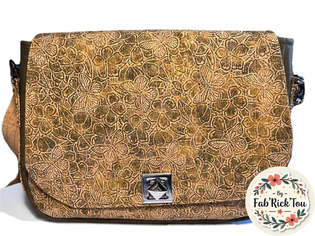 Sac besace Bellissima fleurs vertes relief