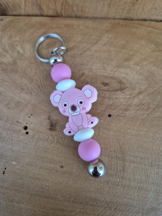 Porte clef panda rose 
