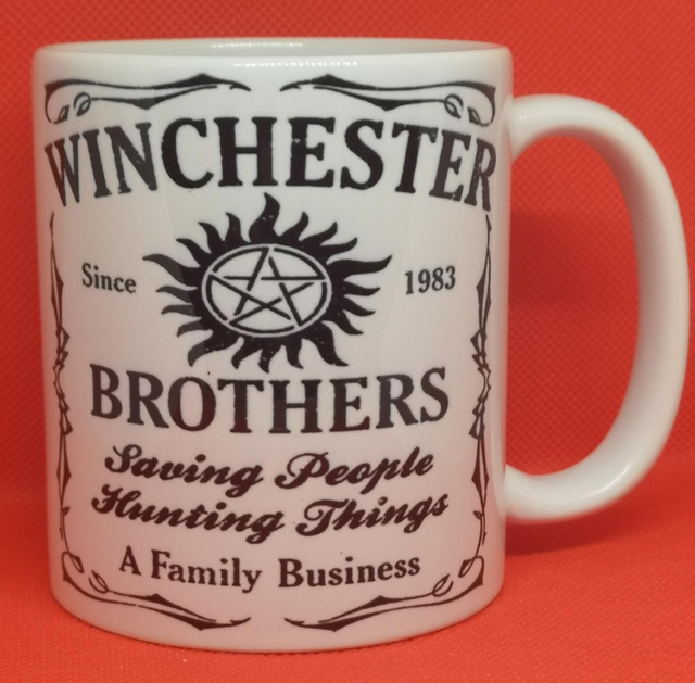 Custom Unofficial Printed Supernatural Winchester Brothers Label Mug. 