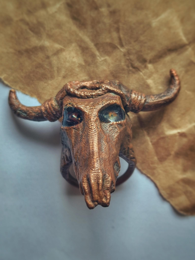 Lady Bird Bull Skull Copper Ring