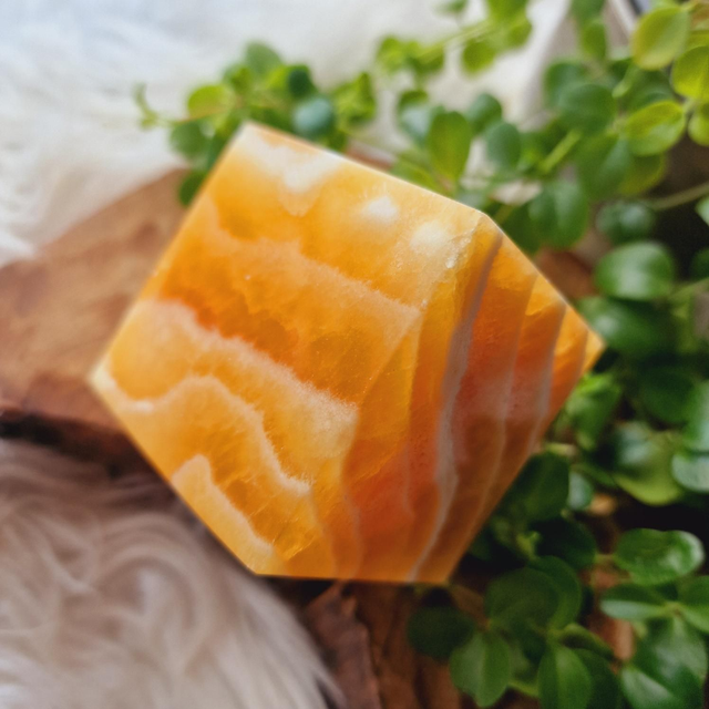 Orange calcite cube 411g
