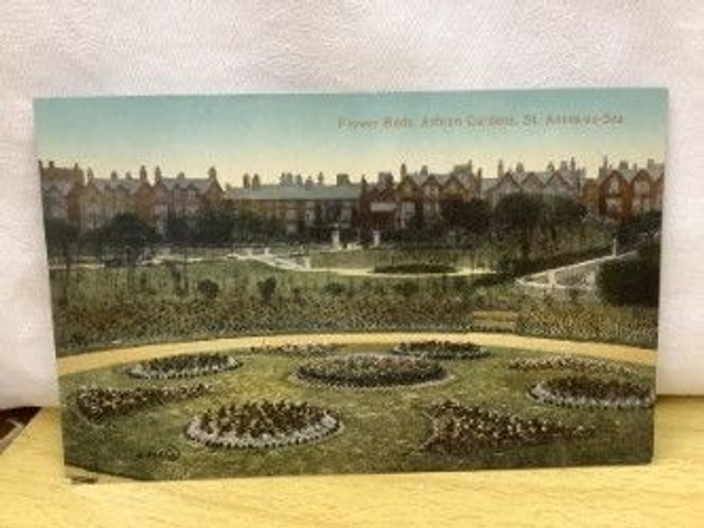 Flower beds, Ashton Gardens, St. Annes-on-Sea, Lancashire, Valentine&#039;s Series postcard. Our Ref No. R527 £2.50