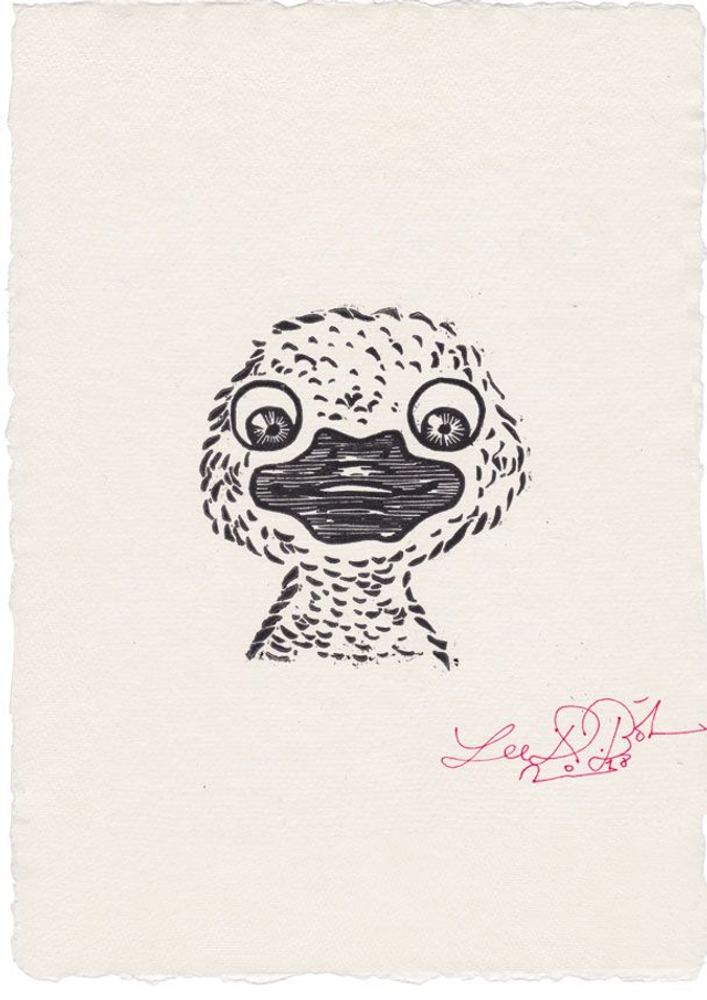 Linolschnitt "Tollpatschige Ente" / Linocut "Clumsy Duck"