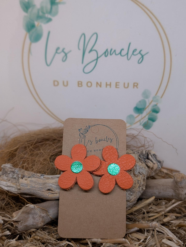 Boucles d&#039;oreilles Baby Marguerite orange bm023
