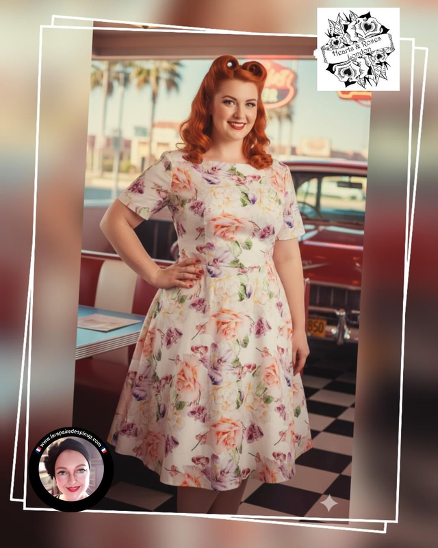 Robe Hearts &amp; Roses swing floral T46