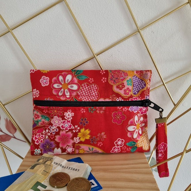Porte-monnaie zip devant &quot;Miya&quot; rouge