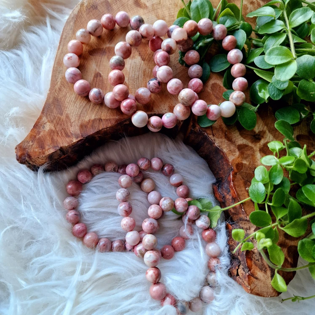 Cream Rhodonite Beaded Bracelet 